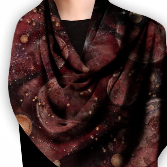 Galactic Meteor Shower Square Pure Silk Square Scarf - Picture 9 of 10